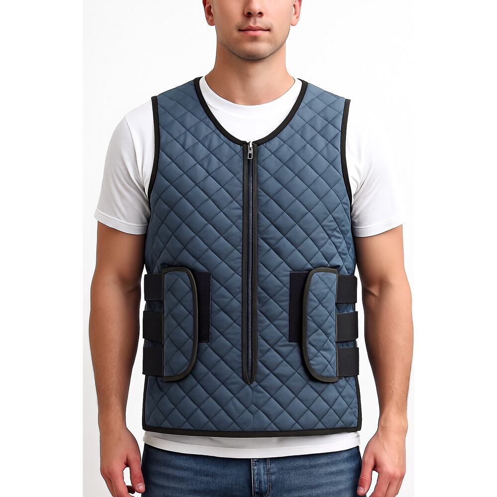 1990 PACA Quilted Body Armor Carrier Navy Vest – No Ballistic Inserts Size L+1